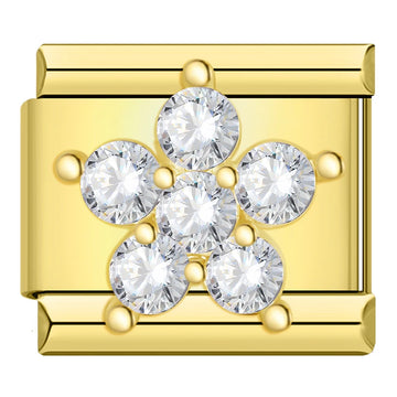 Diamond Flower Italian Gold Charm