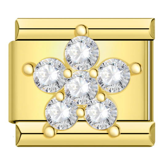 Diamond Flower Italian Gold Charm