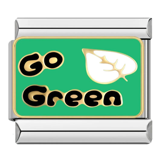 Go Green Italian Silver Charm