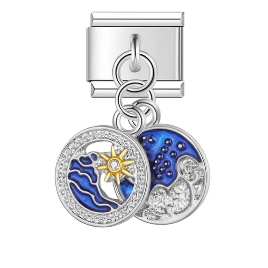 Sun and Moon Dangle Italian Silver Charm