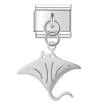 Manta Ray Italian Dangle Silver Charm