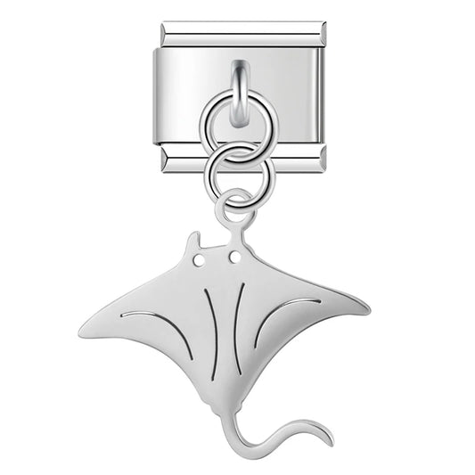 Manta Ray Italian Dangle Silver Charm