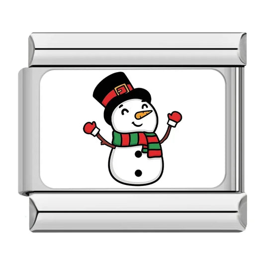 Snowman Winter Italian Silver Charm