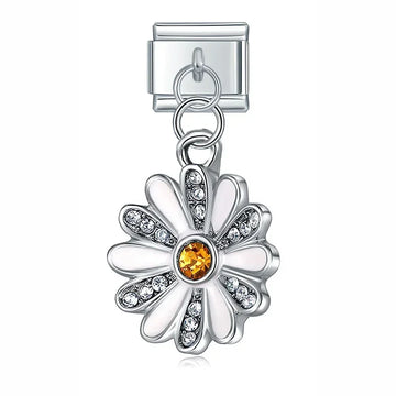 White Flower Pendant Italian Dangle Silver Charm