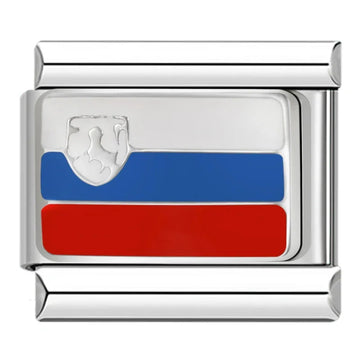 Slovenia Country Flag Italian Silver Charm