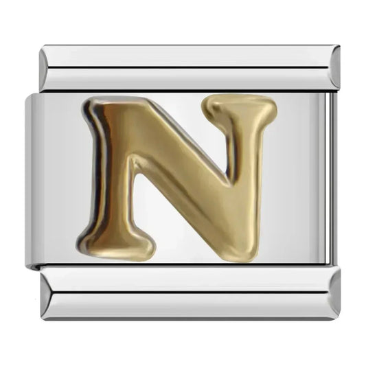 Alphabet Letter N Italian Silver Charm
