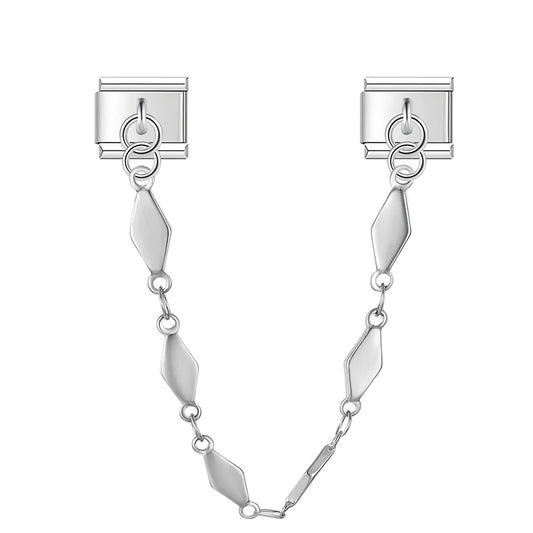 Diamond Safety Chain Italian Dangle Silver Charm