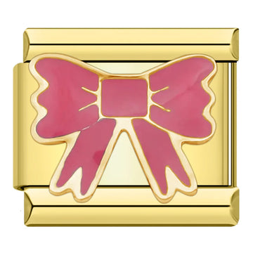 Pink Bow Italian Gold Charm