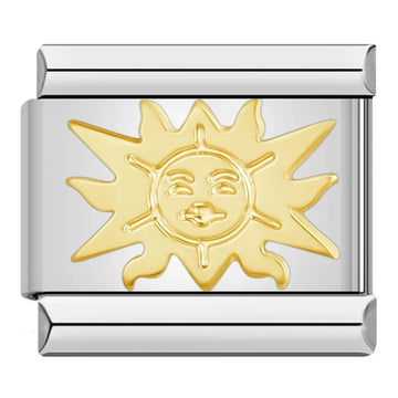 Gold Sun Italian Silve Charm
