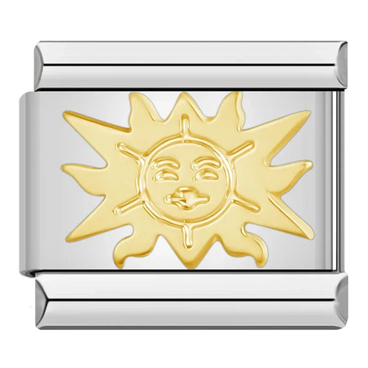 Gold Sun Italian Silve Charm