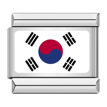 Korea Country Flag Italian Silver Charm