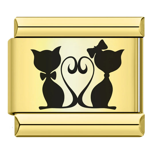 Cats Italian Gold Charm
