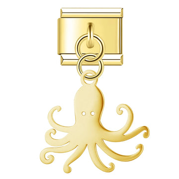 Octopus Italian Dangle Gold Charm