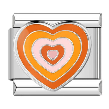 Orange Heart Italian Silver Charm