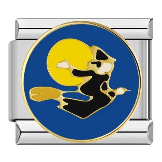 Witch And Moon Italian Silver Charm