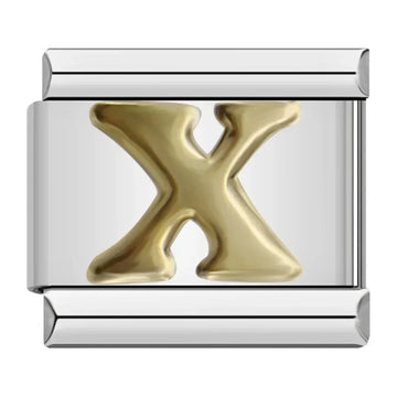 Alphabet Letter X Italian Silver Charm