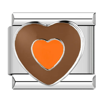 Brown Heart Italian Silver Charm