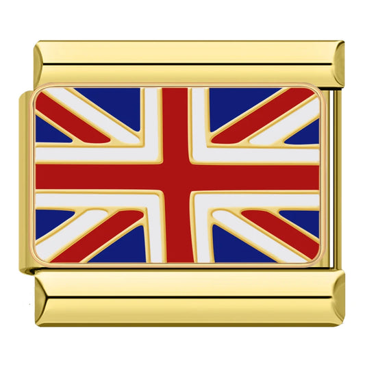 United Kingdom Flag Italian Gold Charm