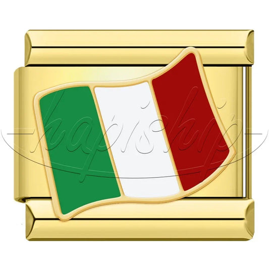 Mexican Flag Italian Gold Charm