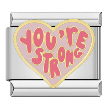 You're Strong Heart Italian Silver Charm