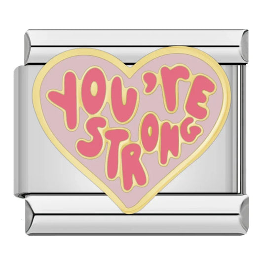 You're Strong Heart Italian Silver Charm