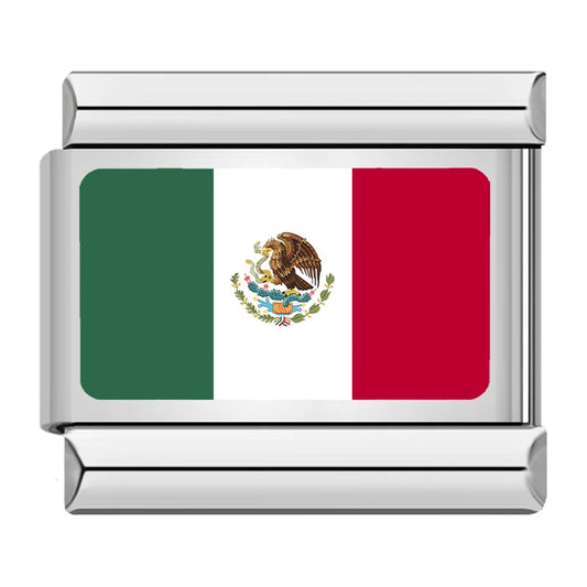Mexico Country Flag Italian Silver Charm