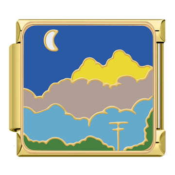 Starry Night Over Italian Gold Charm