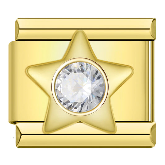 Star Crystal Italian Gold Charm