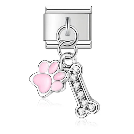 Paw and Bone Italian Dangle Silver Charm