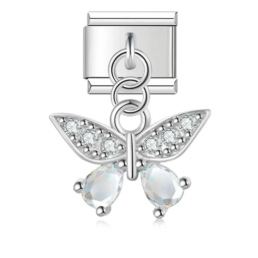 Shine Butterfly Italian Dangle Silver Charm