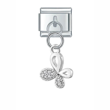 Four-leaf Clover Italian Dangle Silver Charm