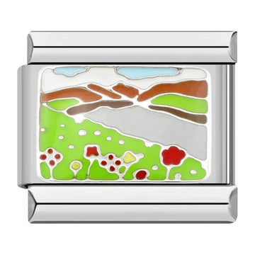 Mountain Painting Italian Silver Charm