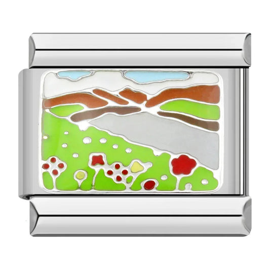 Mountain Painting Italian Silver Charm