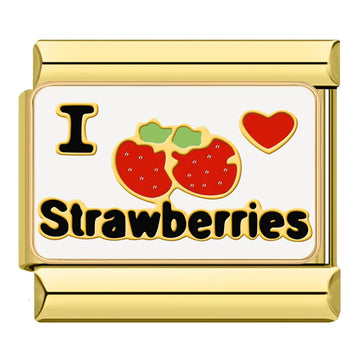I Love Strawberries Italian Gold Charm