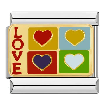 Color Heart Italian Silver Charm