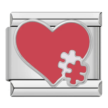 Heart with Puzzle Pieces Italian Silver Charm