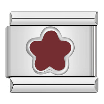 Brown Flower Italian Silver Charm