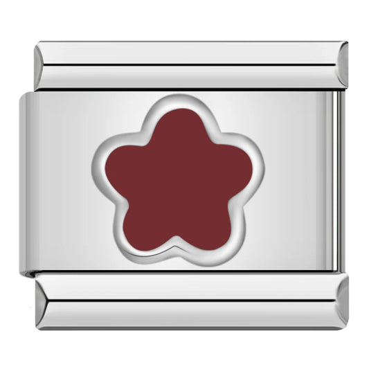 Brown Flower Italian Silver Charm