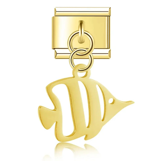 Angel Fish Italian Dangle Gold Charm