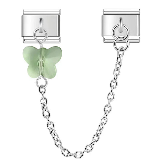 Green Butterfly Link Italian Silver Charm