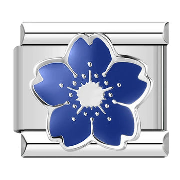Blue Flower Italian Silver Charm