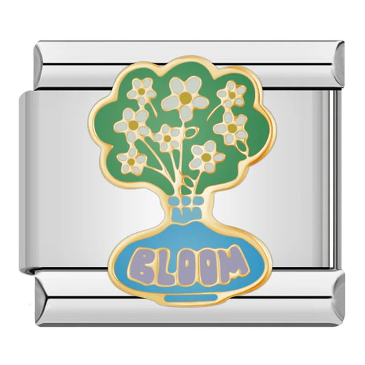 Bloom Flower Italian Silver Charm