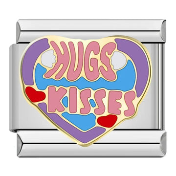 Hugs Kisses Italian Silver Charm