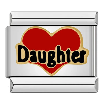 Daughter Red Heart Italian Silver Charm