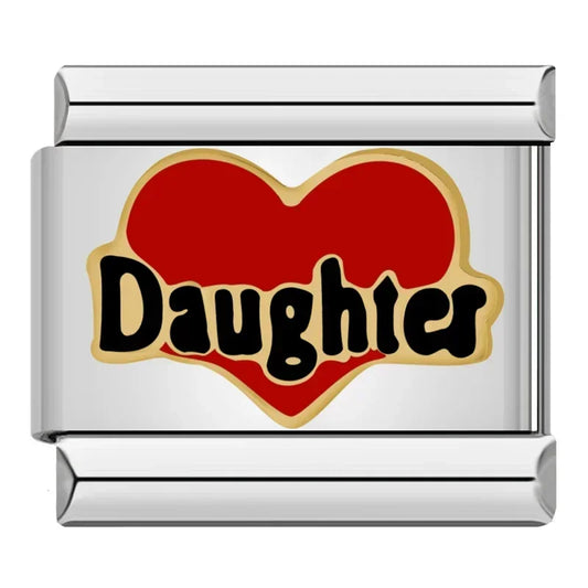 Daughter Red Heart Italian Silver Charm