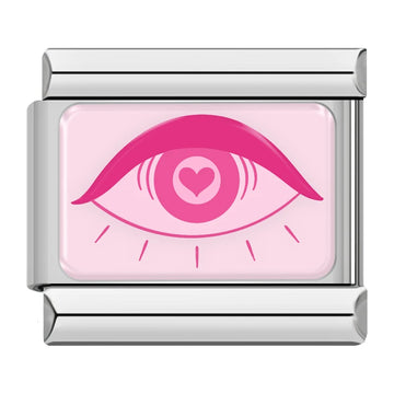 Pink Eye Italian Silver Charm