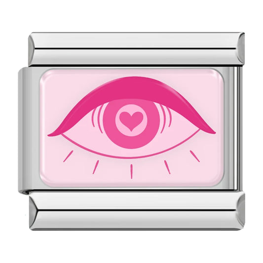 Pink Eye Italian Silver Charm
