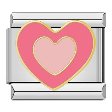 Pink Heart Italian Silver Charm