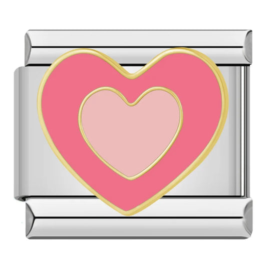 Pink Heart Italian Silver Charm