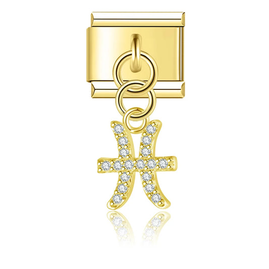 Pisces Zodiac Italian Gold Charm